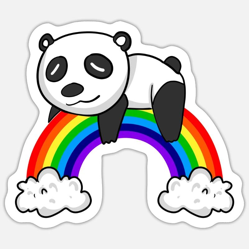 Regenbogen Panda - Sticker Größe S (10 x 10 cm) - Mattweiß