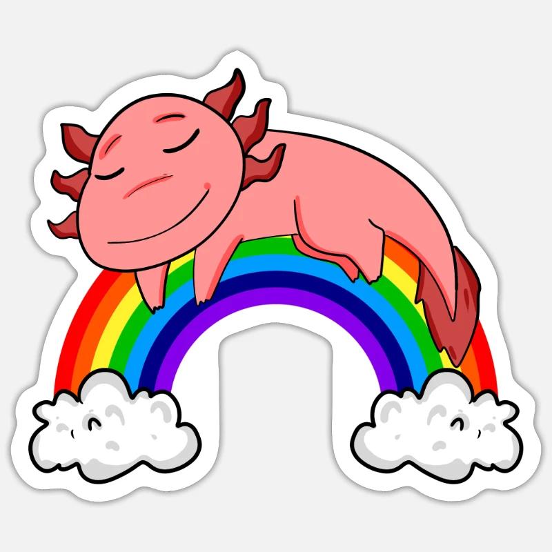 Rainbow Axolotl - Sticker size S (10 x 10 cm) - white matte