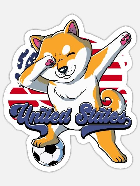 Usa Fußball - Sticker Größe S (10 x 10 cm) - Mattweiß