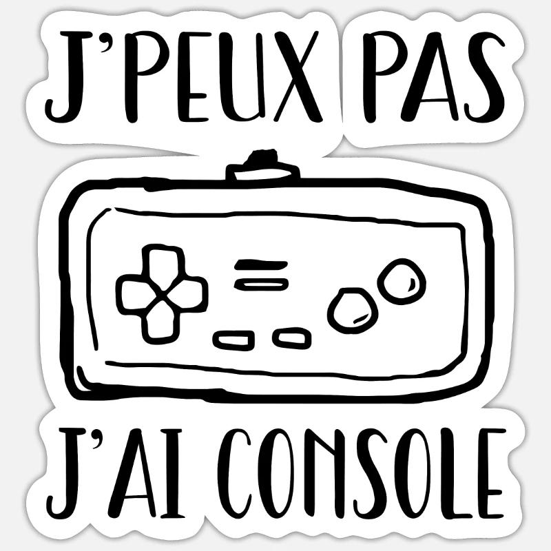 J'peux pas j'ai console - Sticker taille S (10 x 10 cm) - blanc mat