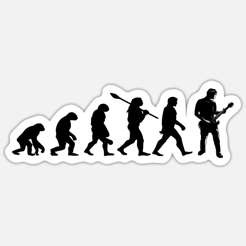 evolution guitariste - Sticker taille S (10 x 10 cm) - blanc mat