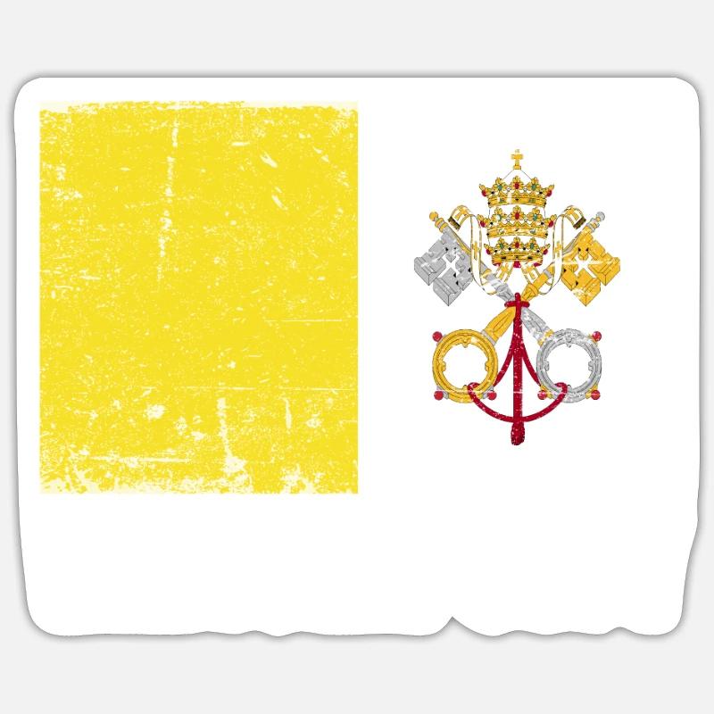 Drapeau de la Cité du Vatican Grunge Drapeau de la Cité du Vatican - Sticker taille S (10 x 10 cm) - blanc mat