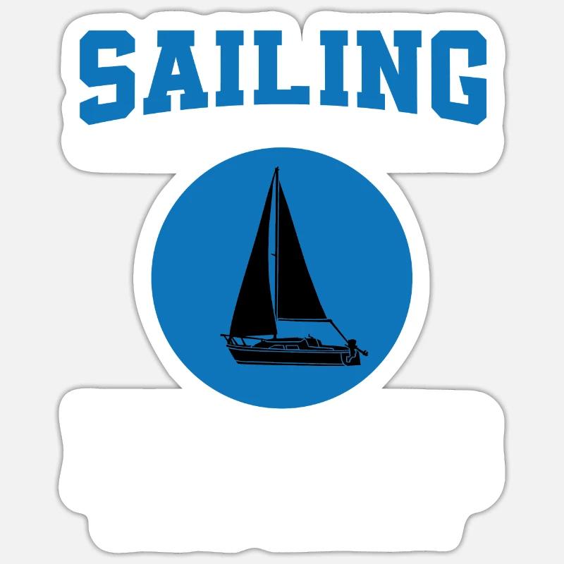 Grande voile et pêche - Sticker taille S (10 x 10 cm) - blanc mat