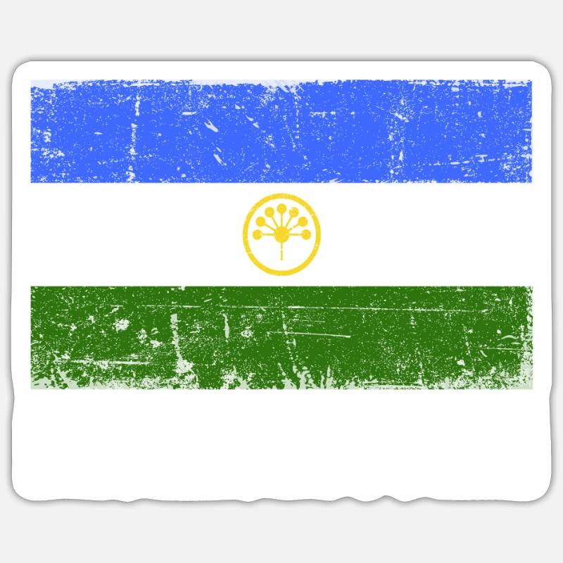 Bashkortostan Flagge - Sticker Größe S (10 x 10 cm) - Mattweiß