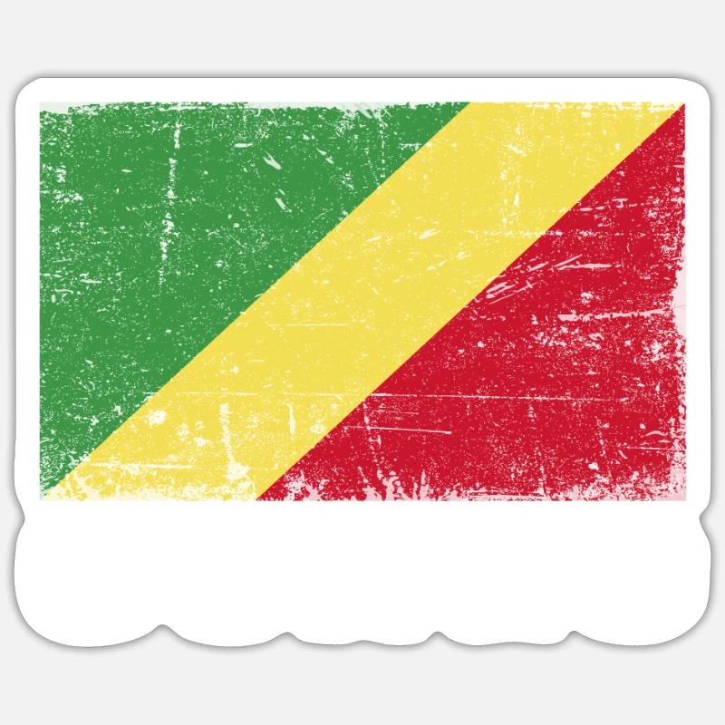 Drapeau du Congo Grunge Drapeau du Congo - Sticker taille S (10 x 10 cm) - blanc mat