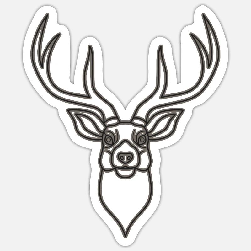 Rothirsch Geweih mit Hirschgeweih Sticker Größe S (10 x 10 cm)