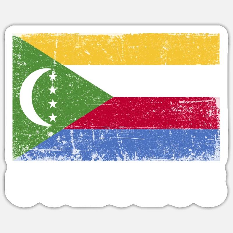 Drapeau des Comores Grunge Drapeau des Comores Sticker taille S (10 x 10 cm)