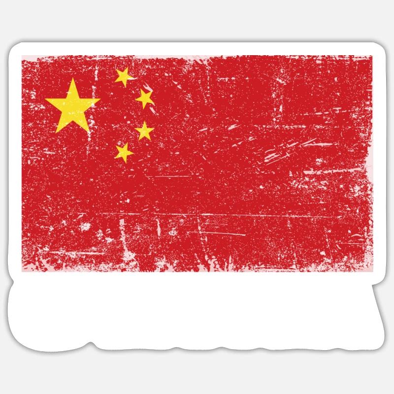 Drapeau de Chine Grunge Drapeau de Chine Sticker taille S (10 x 10 cm)