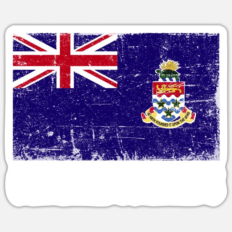 Drapeau des îles Caïmans - Sticker taille S (10 x 10 cm) - blanc mat