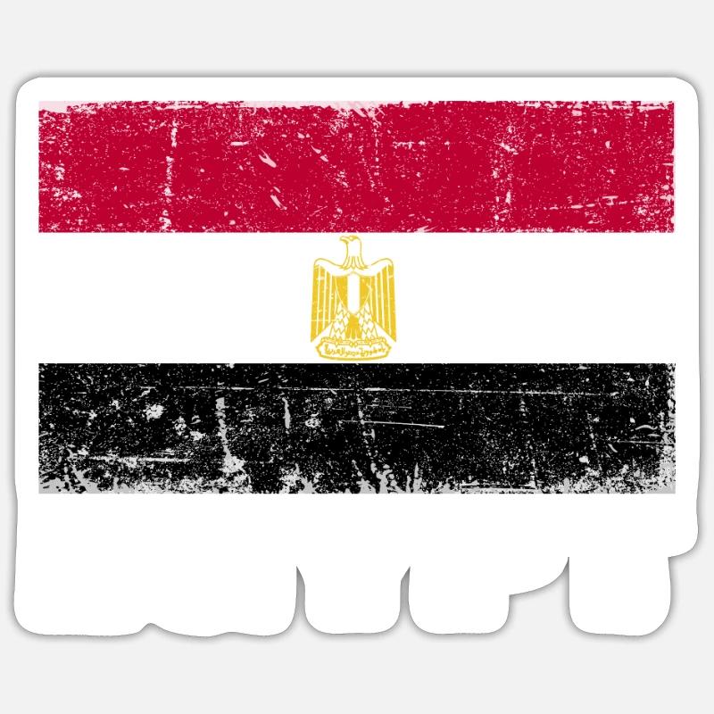 Egypte Drapeau Grunge Egypte Drapeau - Sticker taille S (10 x 10 cm) - blanc mat