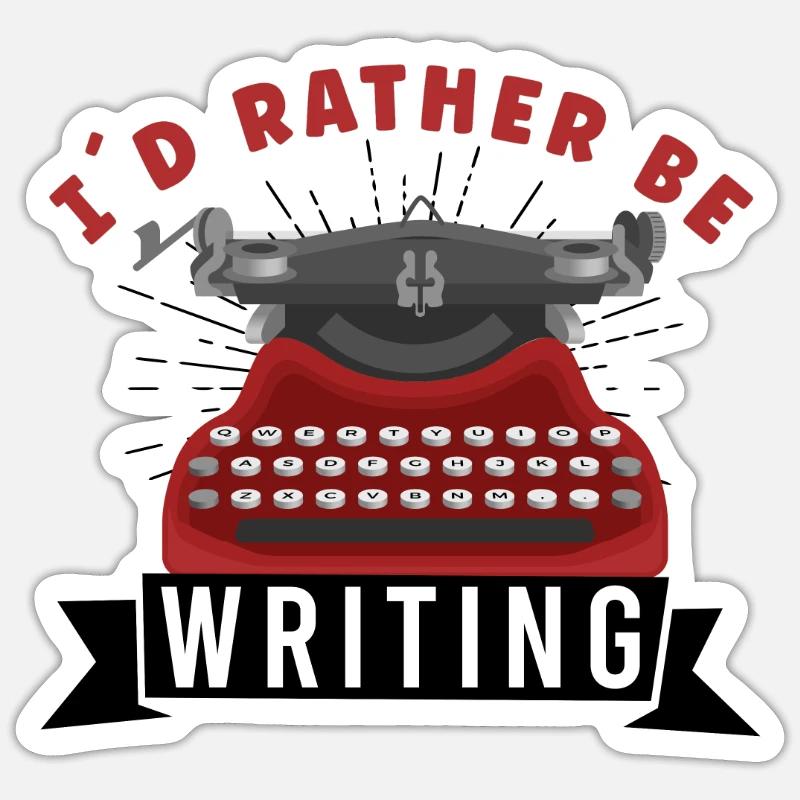 Auteur Écriture Écrivain Littérature - Sticker taille S (10 x 10 cm) - blanc mat