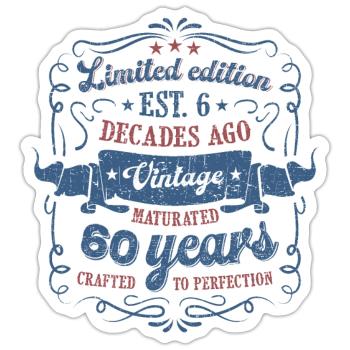 Vintage Légendaire - Vieilli parfaitement 60ème anniversaire - Sticker taille S (10 x 10 cm) - blanc mat - Devant