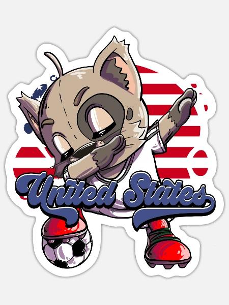 Usa Fußball - Sticker Größe S (10 x 10 cm) - Mattweiß