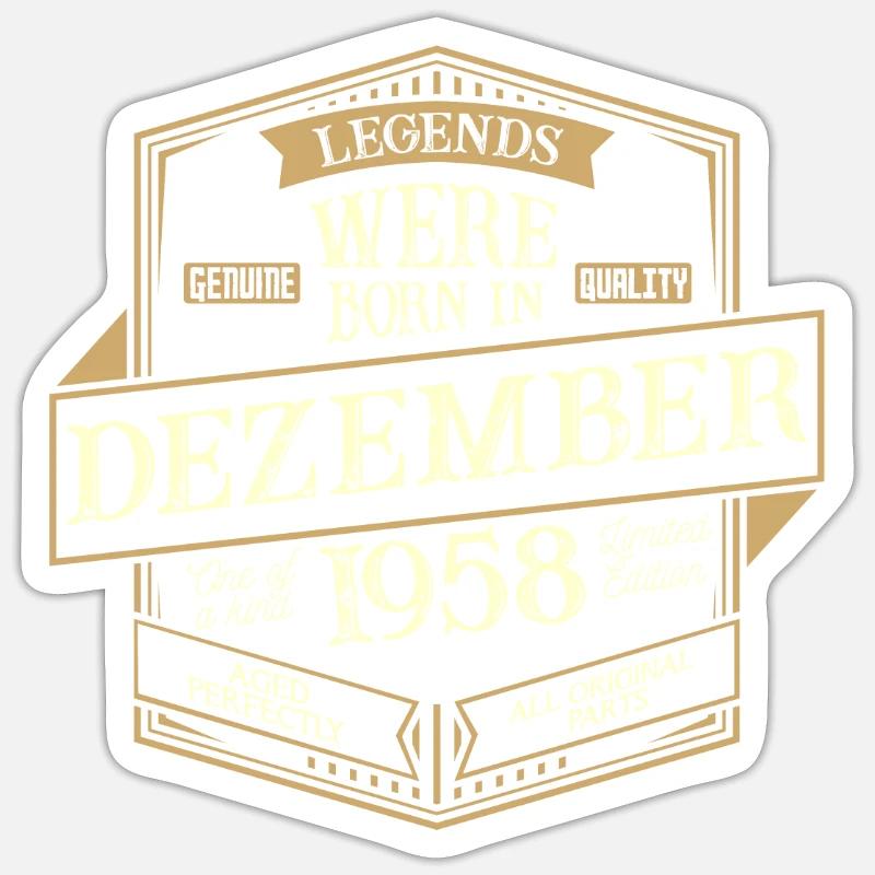 Dezember 1958 Geburtstag Mann - Sticker Größe S (10 x 10 cm) - Mattweiß