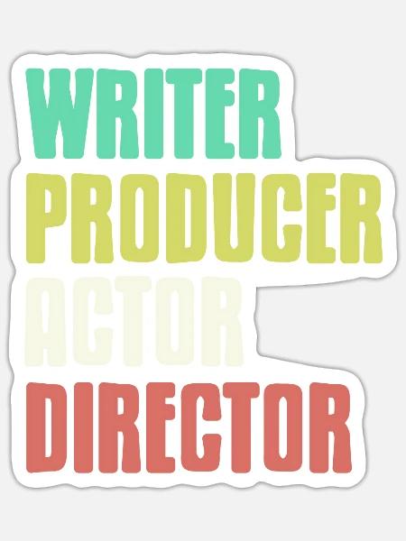 Write Producer Actor Director Retro T-Shirt - Sticker Größe S (10 x 10 cm) - Mattweiß