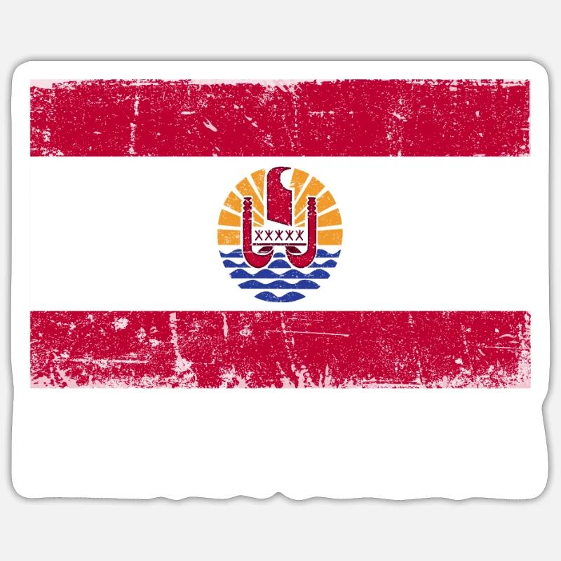 drapeau de la Polynésie Français - Sticker taille S (10 x 10 cm) - blanc mat