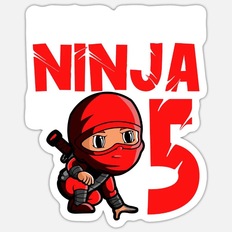 Kostüm Ninja 5. Geburtstag Junge - Sticker Größe S (10 x 10 cm) - Mattweiß