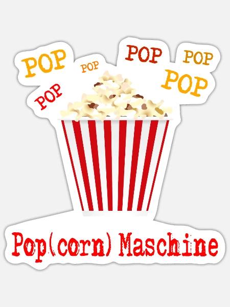 Popcorn Kino Fasching und Karneval Kostüm - Sticker Größe S (10 x 10 cm) - Mattweiß