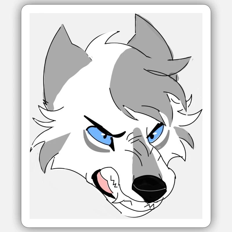 Aggressiver Wolf - Sticker Größe S (10 x 10 cm) - Mattweiß