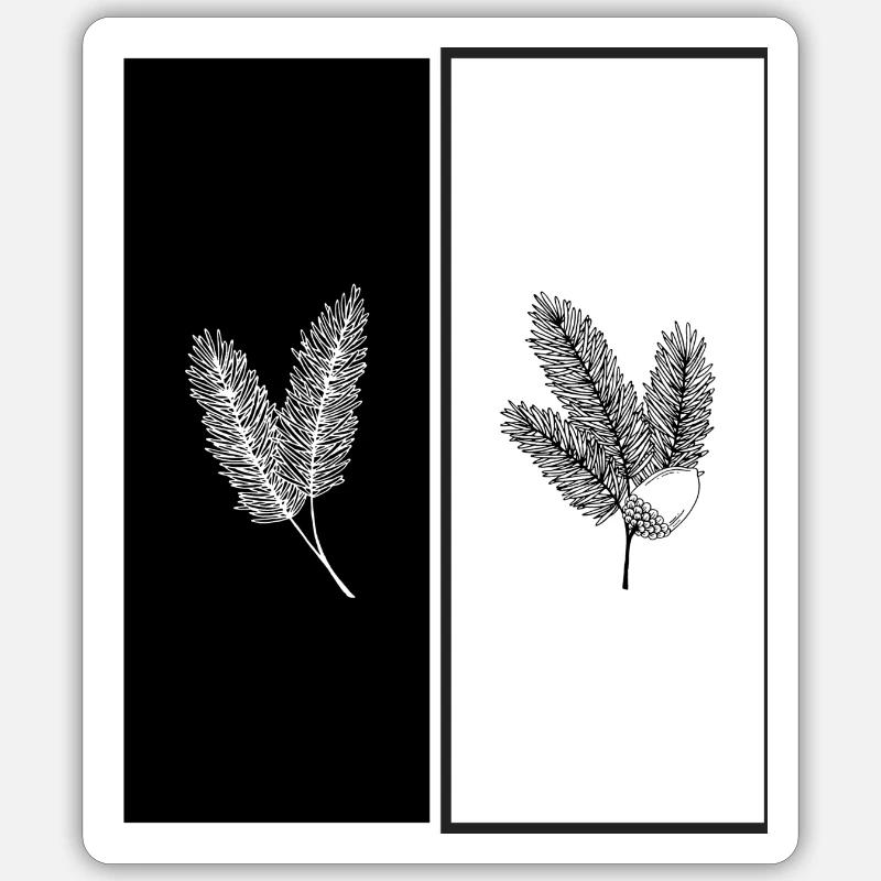 Pine Branch - Sticker Größe S (10 x 10 cm) - Mattweiß