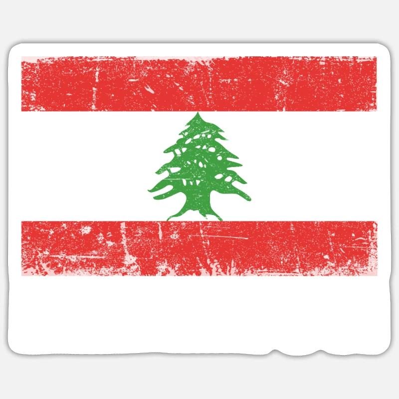 Liban Drapeau Grunge Liban Drapeau - Sticker taille S (10 x 10 cm) - blanc mat