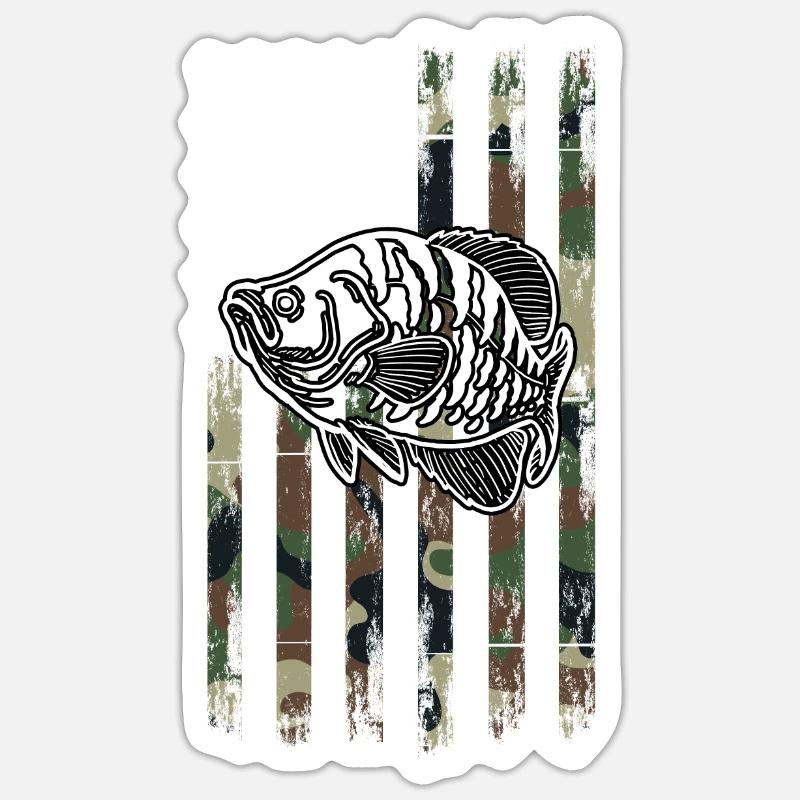 Poisson Crappie drapeau des États-Unis Sticker taille S (10 x 10 cm)