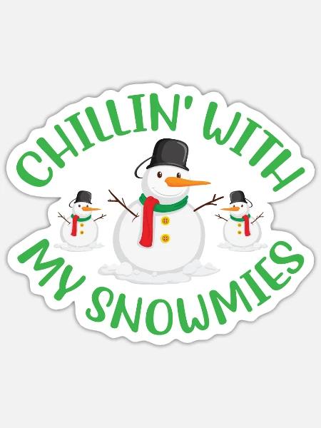 Chillin' mit meinen Snowmies Norweger Muster - Sticker Größe S (10 x 10 cm) - Mattweiß