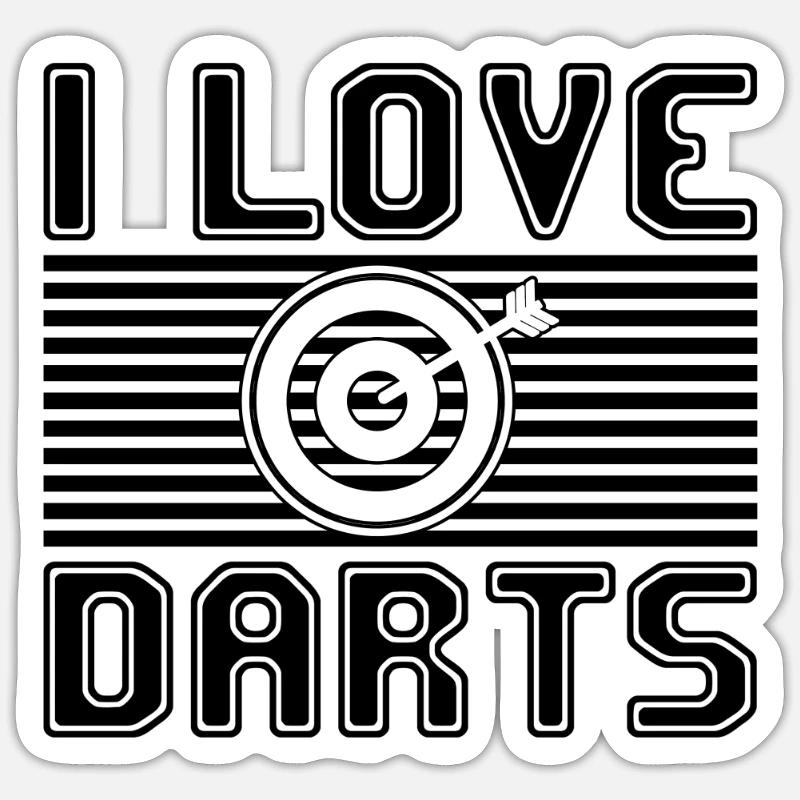 J’adore les fléchettes - Sticker taille S (10 x 10 cm) - blanc mat