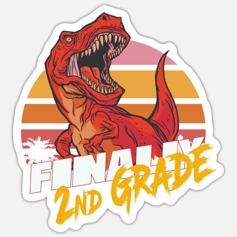 Finally 2nd Grade, Second Grader - T-REX Sticker Größe S (10 x 10 cm)