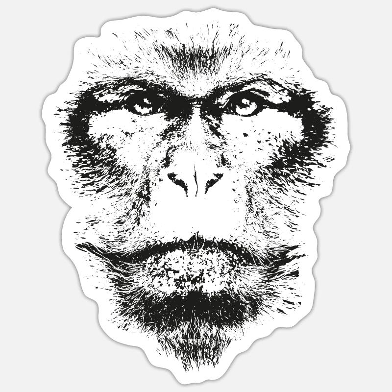 Macaque face - Sticker taille S (10 x 10 cm) - blanc mat