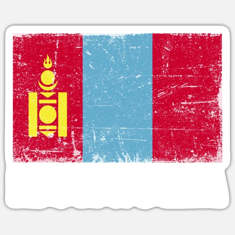Drapeau de Mongolie Grunge Drapeau de Mongolie Sticker taille S (10 x 10 cm)