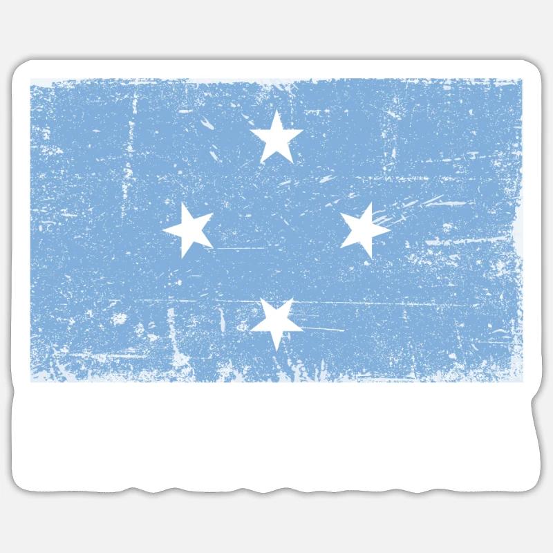 Drapeau de micronésie Grunge Drapeau de Micronésie Sticker taille S (10 x 10 cm)
