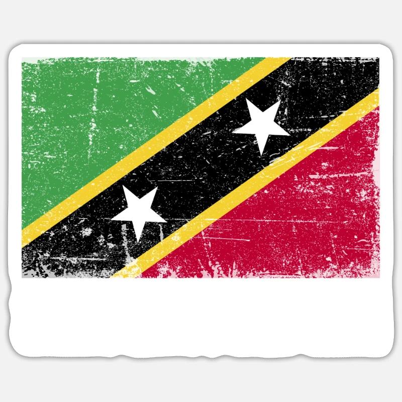 Drapeau de Saint-Kitts et Nevi - Sticker taille S (10 x 10 cm) - blanc mat