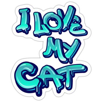 I love my cat - Sticker size S (10 x 10 cm) - white matte - Front