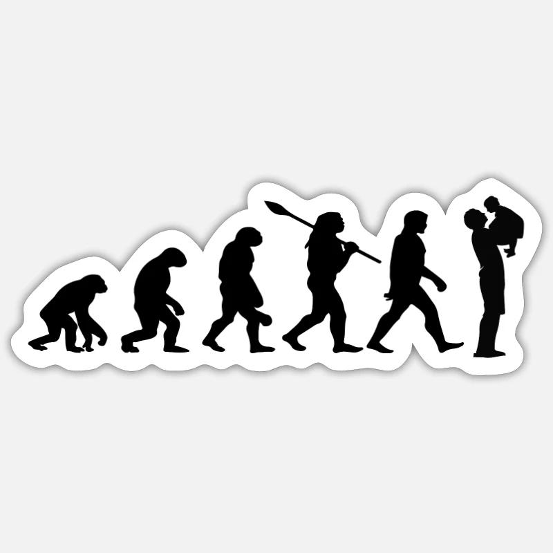 évolution, père, - Sticker taille S (10 x 10 cm) - blanc mat