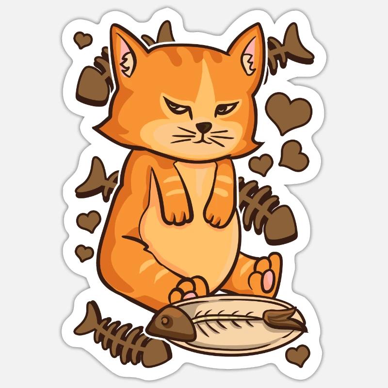 Ginger Cat Chubby Kitty Funny Cute Kitten Angry Ea Sticker size S (10 x 10 cm)