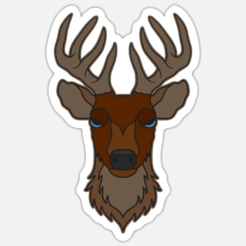 Rothirsch Geweih mit Hirschgeweih - Sticker Größe S (10 x 10 cm) - Mattweiß