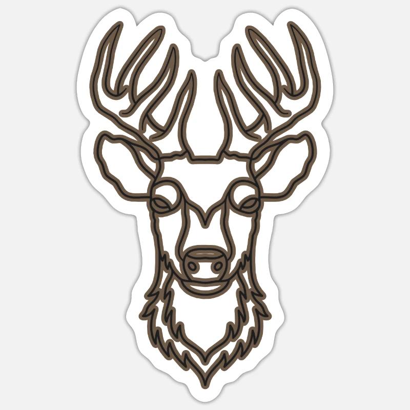 Rothirsch Geweih mit Hirschgeweih Sticker Größe S (10 x 10 cm)