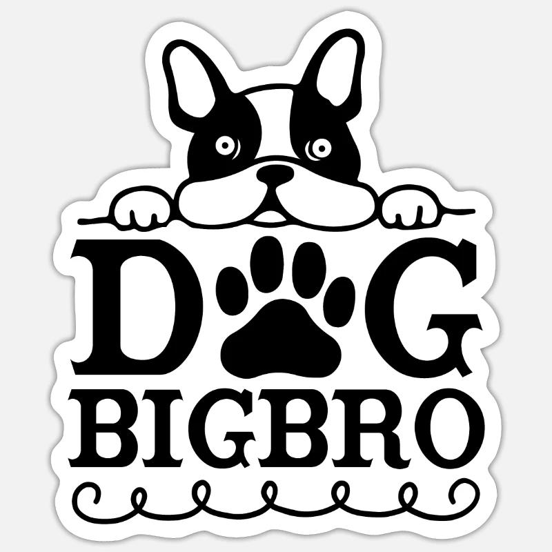 Chien Bigbro - Sticker taille S (10 x 10 cm) - blanc mat