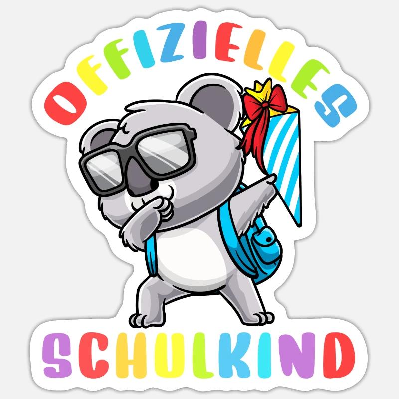 Schulkind Einschulung Koala - Sticker Größe S (10 x 10 cm) - Mattweiß