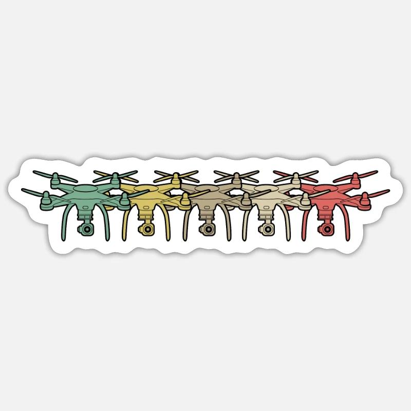 Drone Quadcopter - Luftfotografie - Sticker Größe S (10 x 10 cm) - Mattweiß