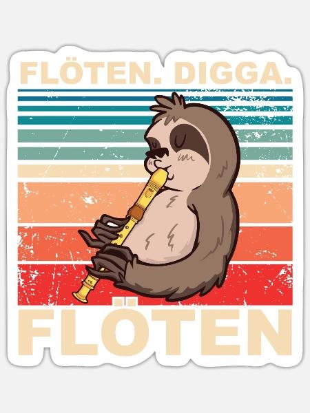 Flöten Digga Flöten - Sticker Größe S (10 x 10 cm) - Mattweiß
