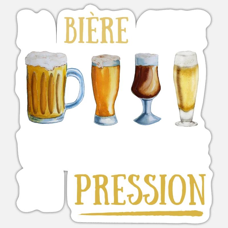 La bière c'est une histoire de pression Sticker taille S (10 x 10 cm)