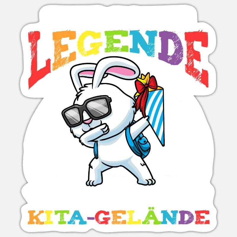 Schulkind Einschulung Hase - Sticker Größe S (10 x 10 cm) - Mattweiß