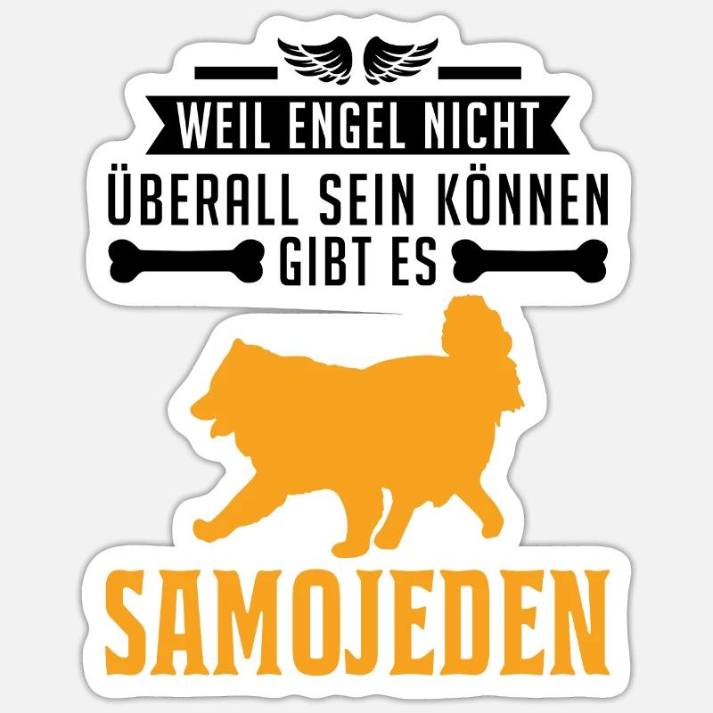 Samojede Engel Schlittenhund Samojeden - Sticker Größe S (10 x 10 cm) - Mattweiß