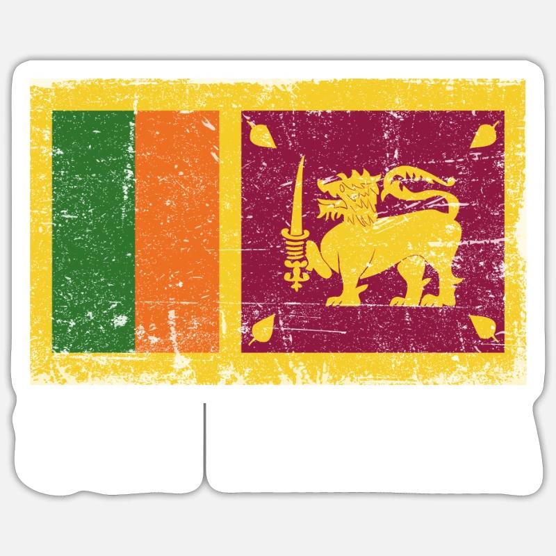 Drapeau du Sri Lanka Grunge Drapeau du Sri Lanka - Sticker taille S (10 x 10 cm) - blanc mat