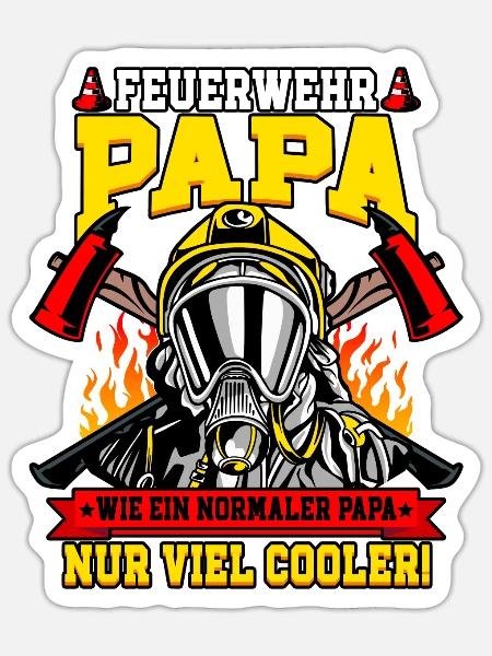 Feuerwehr Papa Feuerwehrmann - Sticker Größe S (10 x 10 cm) - Mattweiß