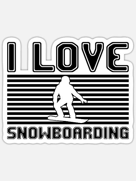 I love snowboarding - Sticker Größe S (10 x 10 cm) - Mattweiß