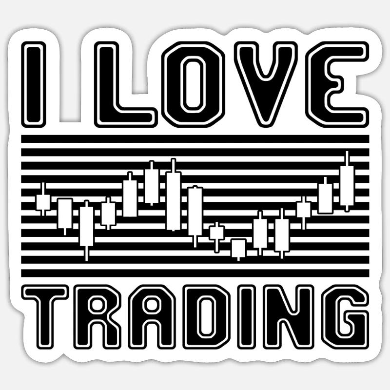 J’adore trader - Sticker taille S (10 x 10 cm) - blanc mat