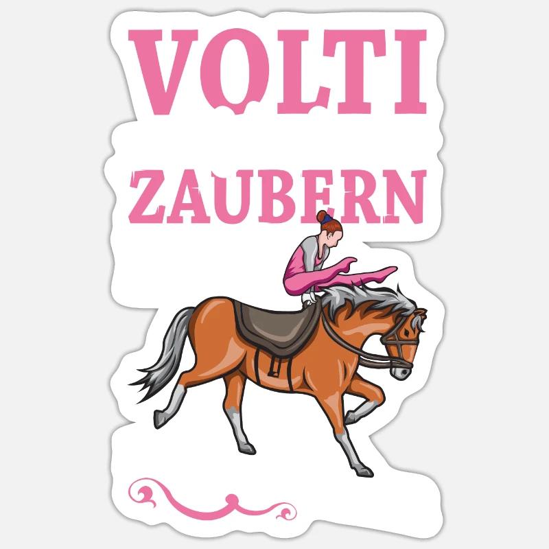 Voltigieren Volti Voltigier Pferde Pferdemädchen - Sticker Größe S (10 x 10 cm) - Mattweiß
